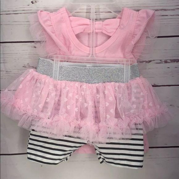 DDG Darling Princess In Training 2 Piece 3/6 months striped Shorts Set - Picture 2 of 7